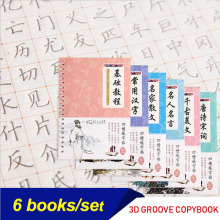 2020 6Pcs/Sets 3D Chinese Characters Reusable Groove Calligraphy Copybook Erasable pen Learn hanzi Adults Art writing Books