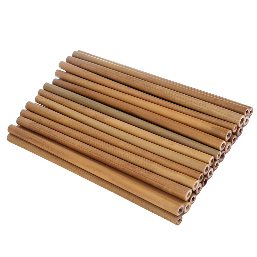 30Pcs Bamboo Straw Reusable Hollow Wooden Tube Kitchen Home DIY Wood Arts Crafts