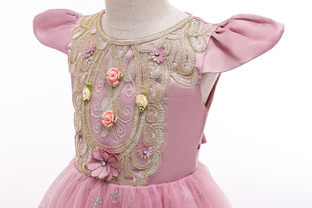 New Princess dress of Girl Kids embroidery Dress Flower Girl Toddler Elegant Dress Vestido Infantil Formal Party Dress Gold