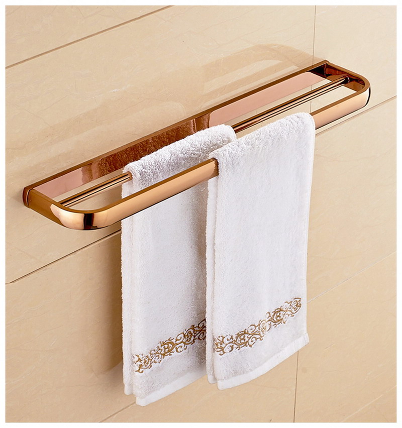 Chrome/Gold/Rose Golden/Antique/ Black Brass Wall Mounted Towel Rack Bathroom Double Towel Bar Towel Shelf Bathroom Accessories