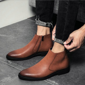 Fashion Men Formal Pointed Toe Ankle Boots Casual Men Leather zipper Boots Winter Shoes Men shoes Boots Oxford Shoes PP-19