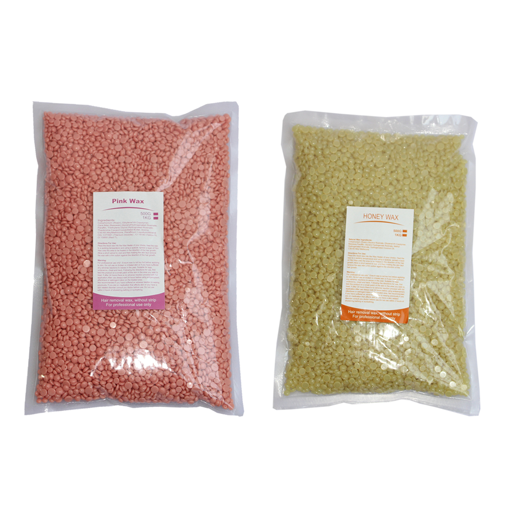 2Bags 1kg Hard Wax Beans Beads Hair Removal for Bikini Leg Eyebrow Women Men