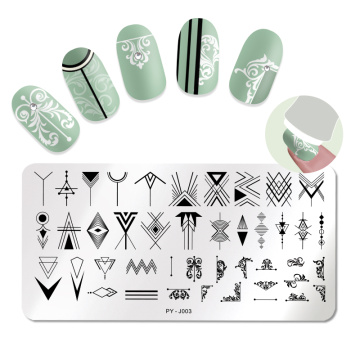 PICT YOU Nail Stamping Plates Geometric Rectangle Stainless Steel Nail Image Plate Print Stencil Nail Art Tools J003