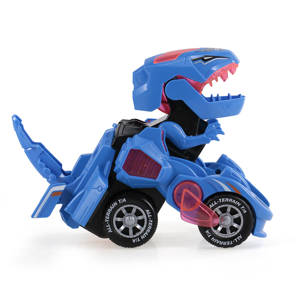 Pull Back Dinosaur Cars Kids Toys Transformable Dinosaur Pull Back Car Electric 360 degree Spin with Light Music Action for Boys