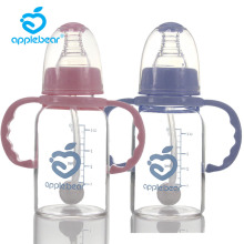 240ml Baby Glass Bottle Feeding Cup With Straw Grip and Neck Nipple Baby Feeding Learn Feeding Drinking Training Cup