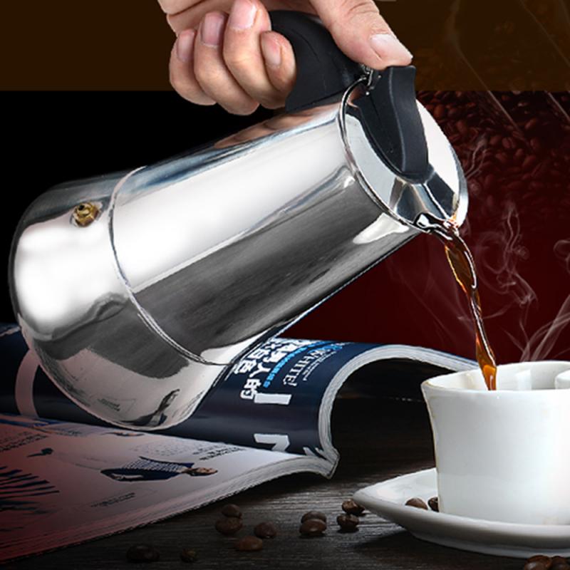 1pc Stainless Steel Mocha Coffee Pot Italian Coffee Maker Portable Coffee Kettle Kitchen Tools Stovetop Percolator Espresso Pot