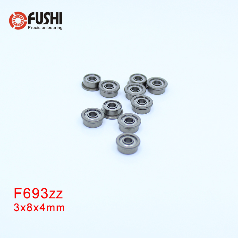 F693ZZ Flange Bearing 3x8x4 mm ABEC-1 ( 10 PCS ) Flanged F693 Z ZZ Ball Bearings F619/3ZZ