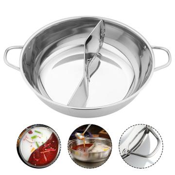 Durable Stainless Steel Hot Pot With Divider No Cover Induction Cooktop Gas Stove For Family Hot Pot Restaurant Kitchen