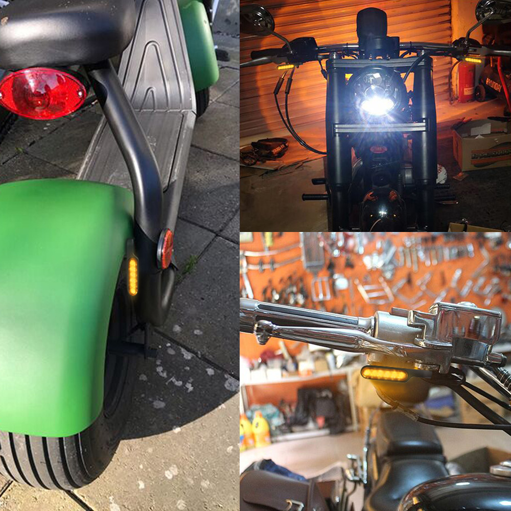MIni Motorcycle signal lamp Indicators Amber LED Turn Signal Light Handlebar Blinker For Cafe Racer Scooter ATV Motobike DC 12V