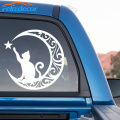 12*12cm Cute Cat touching Star moon Vinyl Decal Laptop Sticker Art Car Window Bumper Decoration Animals Pattern L828
