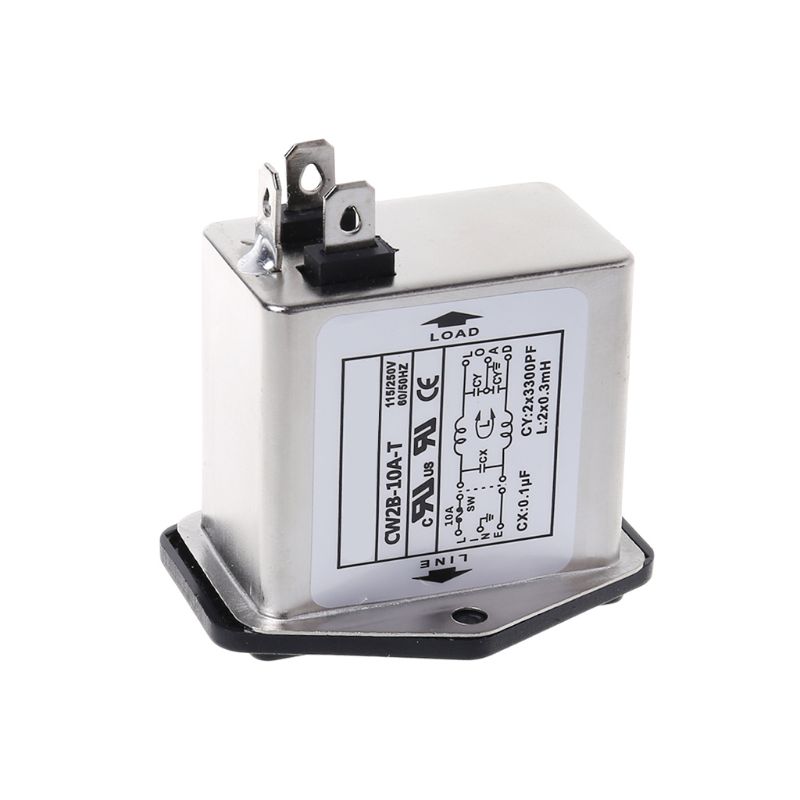 CW2B-10A-T EMI Power Filter Single Phase Socket Line-Conditioner AC 115/250V Whosale&Dropship