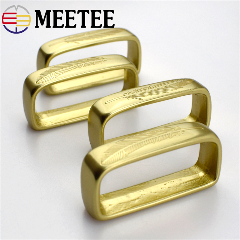 2pcs Meetee High Quality 4cm Pure Copper Belts Ring Retro Brass Rings Buckle DIY Leather Belt Buckles Accessories F1-47
