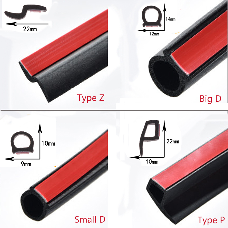 Car Door Seal 2 meter Auto Strip Big D Small D Z P B Type Waterproof Trim Sound Insulation Weatherstrip EPDM Rubber Seal Strips