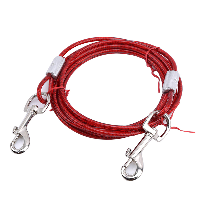 Practical Lengthen Steel Wire Dog Ropes Chain Double-end Dogs Leash Cable Dual Heads Metal Hooks Pet Product