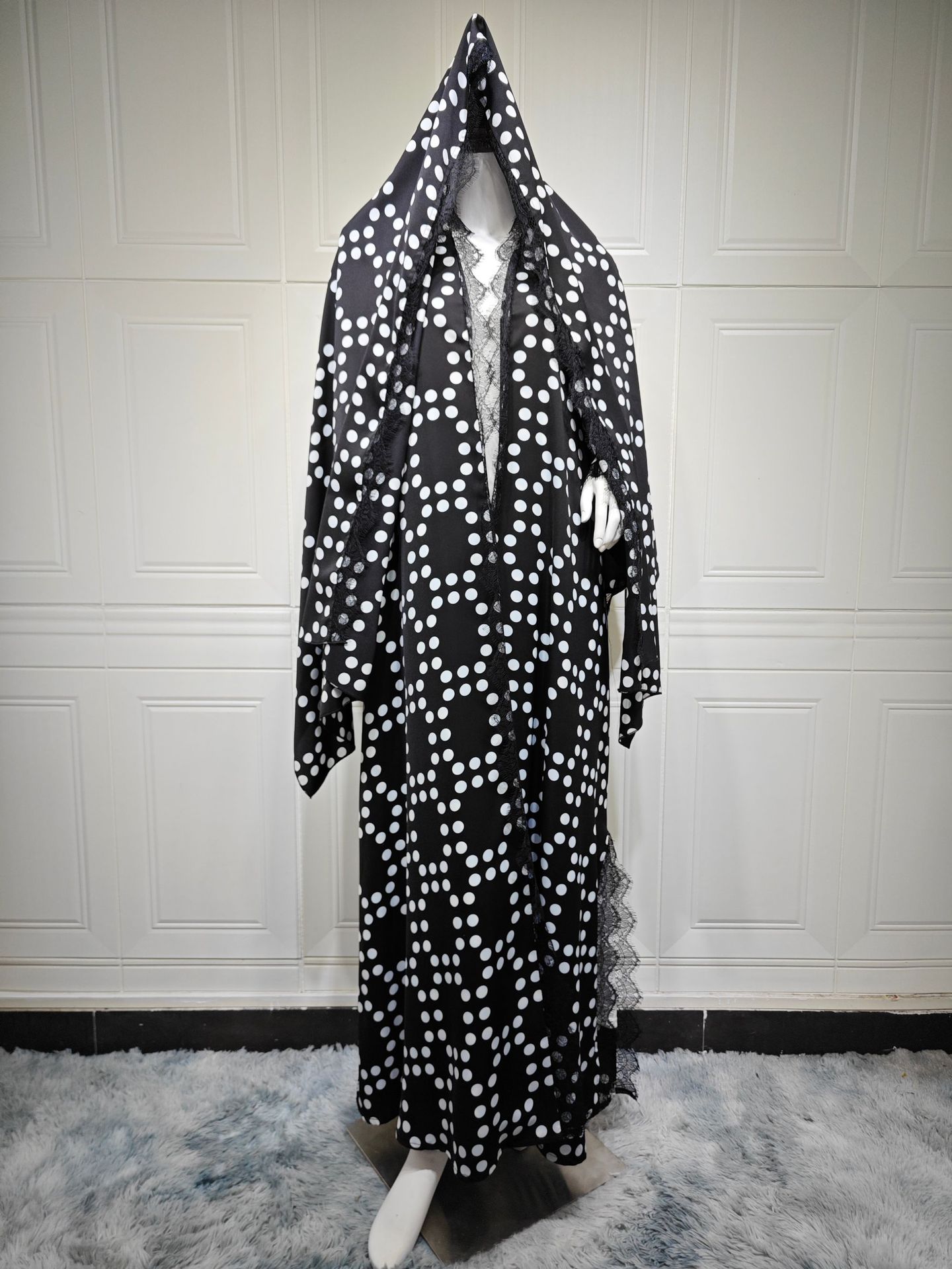 Traditional Printed Abaya with Hijab Dubai Modest Islamic Long Sleeve Muslim Dress for Ladies5