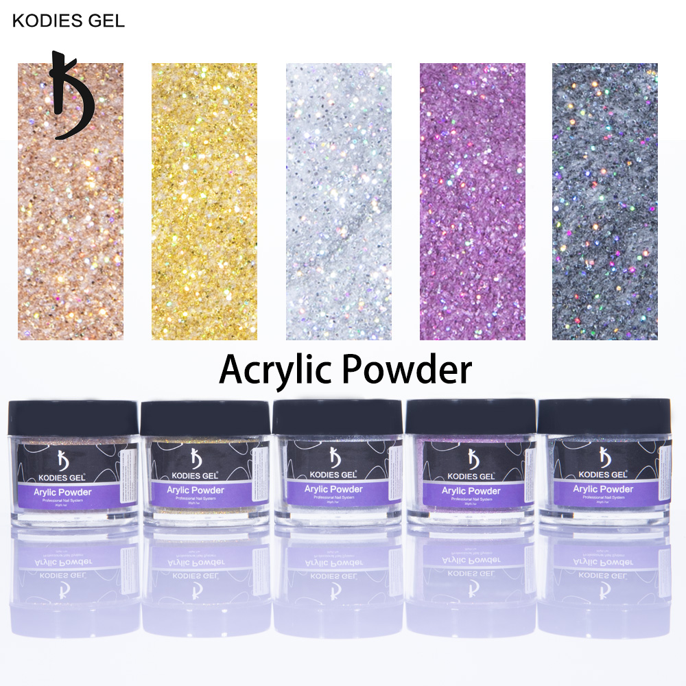 KODIES GEL 20g/Jar Acrylic Powder Glitter Professional Polymer Dipping Powder System for French Manicure Extension Decorations