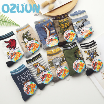 10 Pairs A Lot Four Season Style Children Cotton Socks Set Kids Boy Socks Cartoon Dinosaur Socks Baby Boy Socks 3-5/5-8 Years