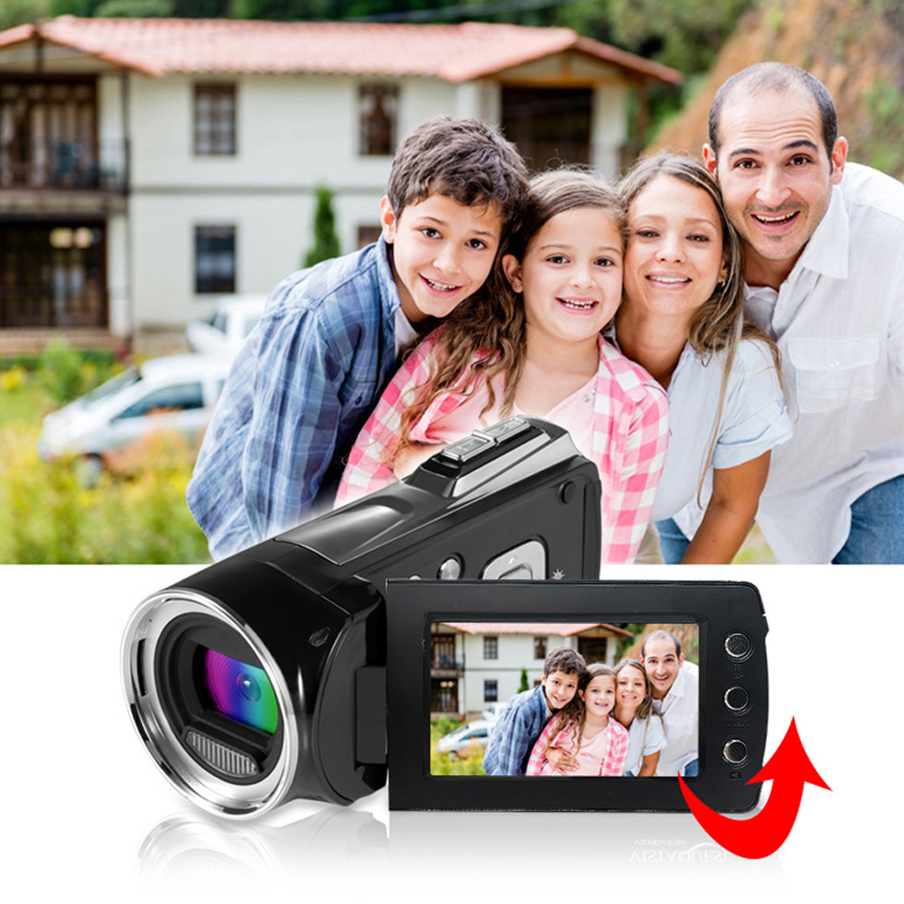 Handheld 270 Degree Rotation Zoom LCD Screen Digital Camcorder Home Portable Recorder 8X Video Camera Vlogging Full HD 1080P