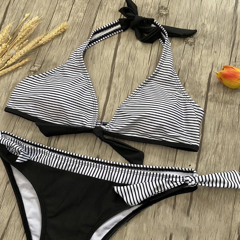 2020 New Micro Striped Bikini set Two-piece swimsuit Patchwork Bandage Bikini Push Up sexy Bathing Suit Women Swimwear Biquini S