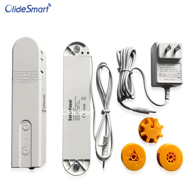 App control Rechargeable Battery Smart Chain Motor with Solar Panel Shades Roller,Intelligent Motorized Roller Blinds Shutter