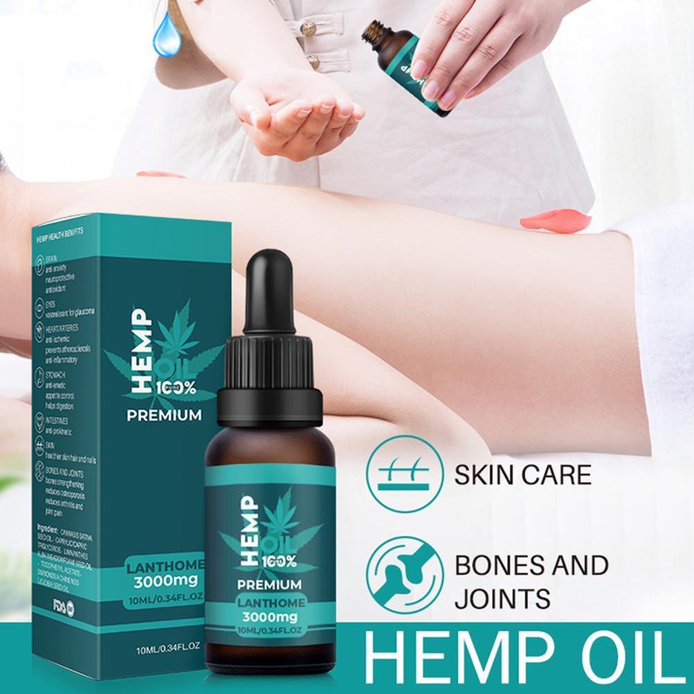 Organic Hemp Oil 3000mg CBD Hemp Seeds Oil Extract Drops for Skin Pain Relief Reduce Anxiety Better Sleep Anti Stress