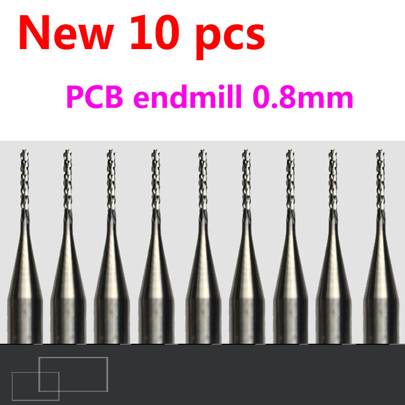 10pcs Carbide PCB CNC Engraving Bits End Milling Cutter cutting drill hole endmill 0.8mm Diameter # ST3.0.806