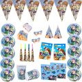 Toy Story Theme Party Supplies Disney Cartoon Figure Party Disposable Tableware Set Paper Cups Plate Straw Blue Number Balloons