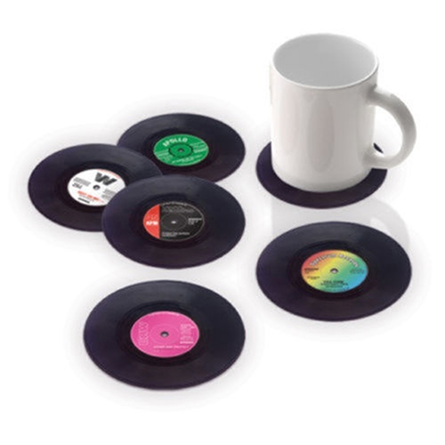 Retro CD-Design Antislip Silicone Drink Coasters Pad Cup Coffee Mat Placemat Christmas Gift 6LO2