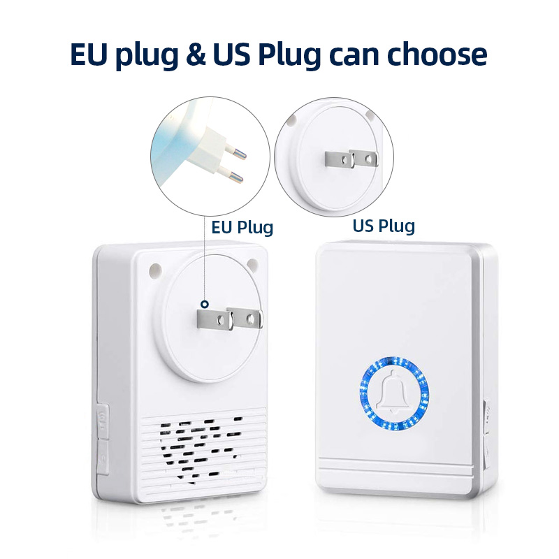 Long Range Wireless Doorbell EU/US Plug Loudspeaker Home Entry Alarm Waterproof Door Bell Night Light 48 Ringtone
