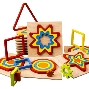 Montessori Wooden Puzzle Jigsaw Creative Color Shape Cognize Early Learning Educational Toys For Baby Kids Intelligence Develop