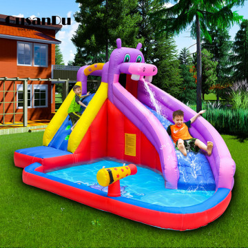 Child Inflatable Bouncer Outdoor Inflatable Water Slide Safety Bounce House Children's Water Park Trampoline for Kids Pool Slide