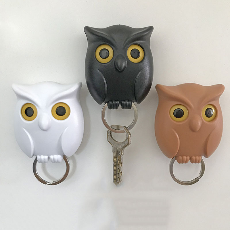 Night Wall Hanging Magnetic Owl Key Holder Magnets Hold Keychain Key Hanger Hook Hanging Key Will Open Eyes