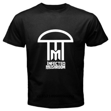 Infected Mushroom Rock Band White Black T-Shirt Size S To 2XL Short Sleeve Cotton T Shirts Man Clothing