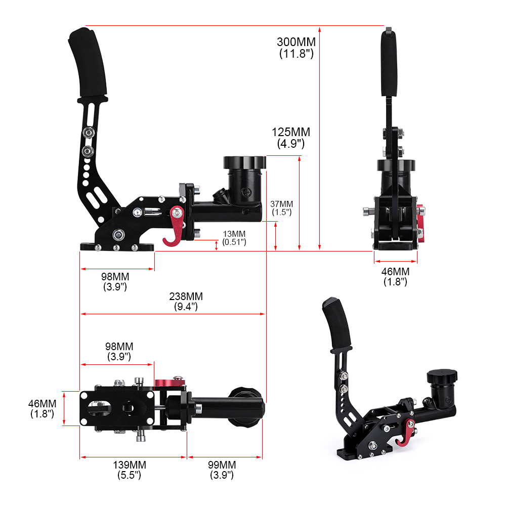 Racing Hydraulic Drift Handbrake Gear Lever With Oil Tank Hydro E-Brake Rally 0.75Bar 3/8-24 Parking Adjustable Brake