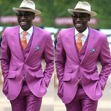 Summer Beach Purple Men's Suits Peaked Lapel 2 Pieces Groom Wear For Wedding Formal Party Prom Blazer Suit