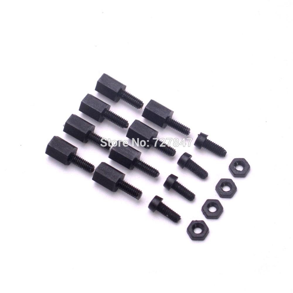 Flight Controller M2 Nylon Black Screw Nut Thread Spacers Plastic Screws Mounting Hardware Fixing Screws for Mini F3 / F4