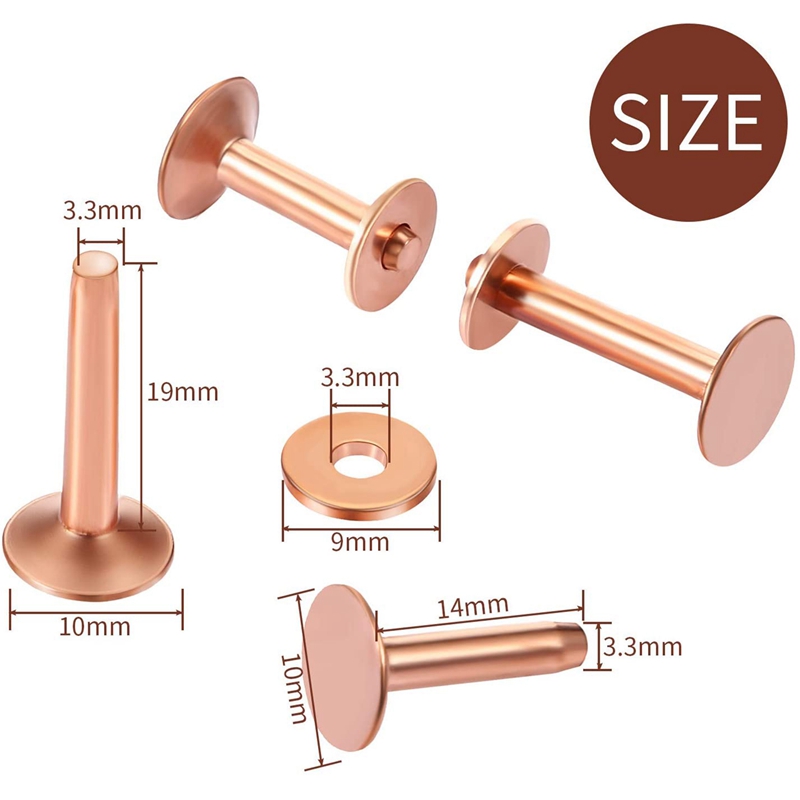 Red Copper Rivet and Burr with Burr Setter Copper Rivet Fastener Install Setting Tool and Hole Punch Cutter