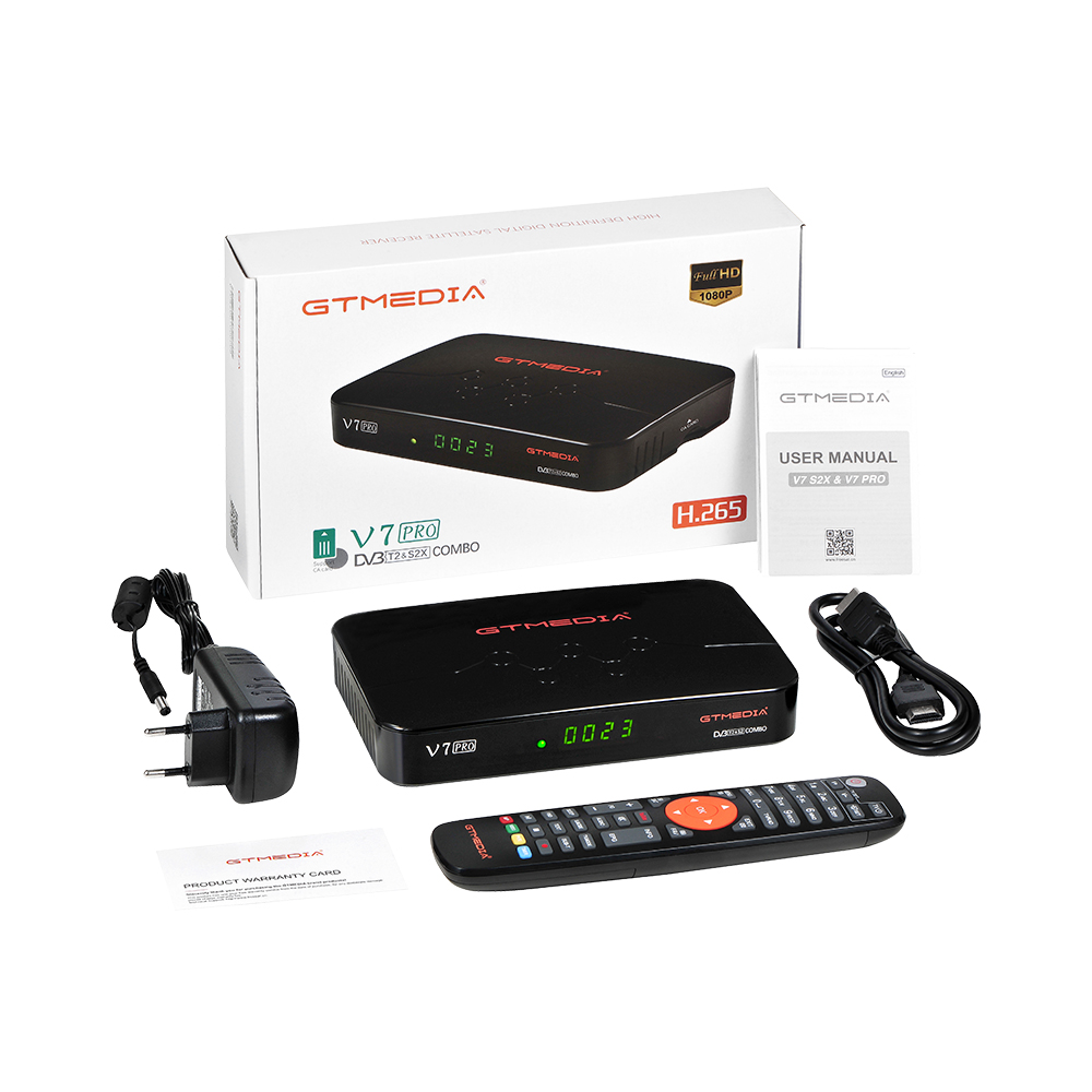 GTmedia V7 PRO Satellite Receiver DVB-S/S2/S2X+T/T2 H.265 Biss key HDMI T2MI USB 3/4G dongle Set Top Box For Spain
