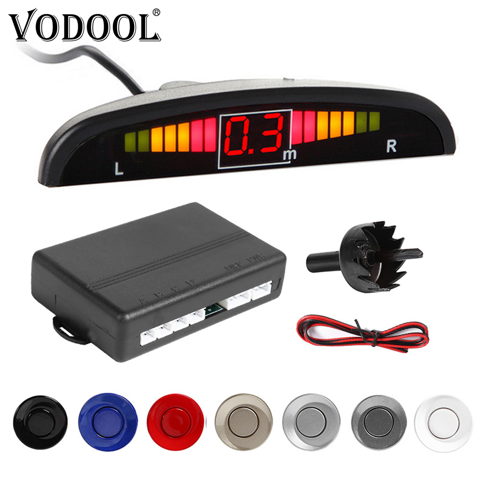 VODOOL Car Auto Parktronic Parking Sensor Reverse Backup LED Display Car Parking Radar Monitor Detector System With 4 Sensors