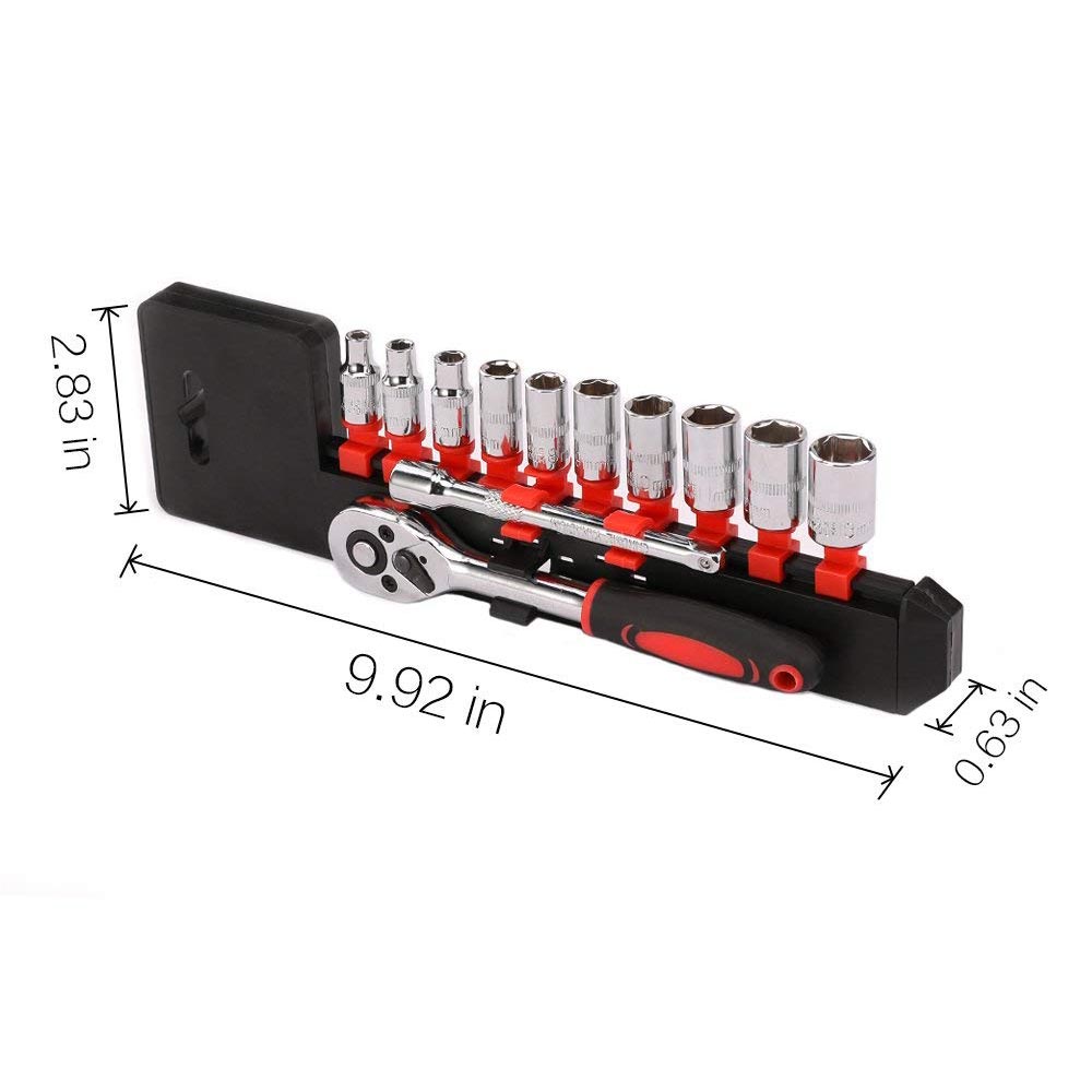 Socket Wrench Set Screwdriver Socket 1/4,3/8 Inch CR-V Drive Ratchet Wrench Spanner for Bicycle Motorcycle Car Repairing Tool