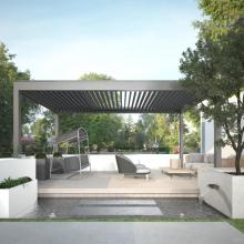 Gazebo With Louvered Roof Retractable Garden Pergola