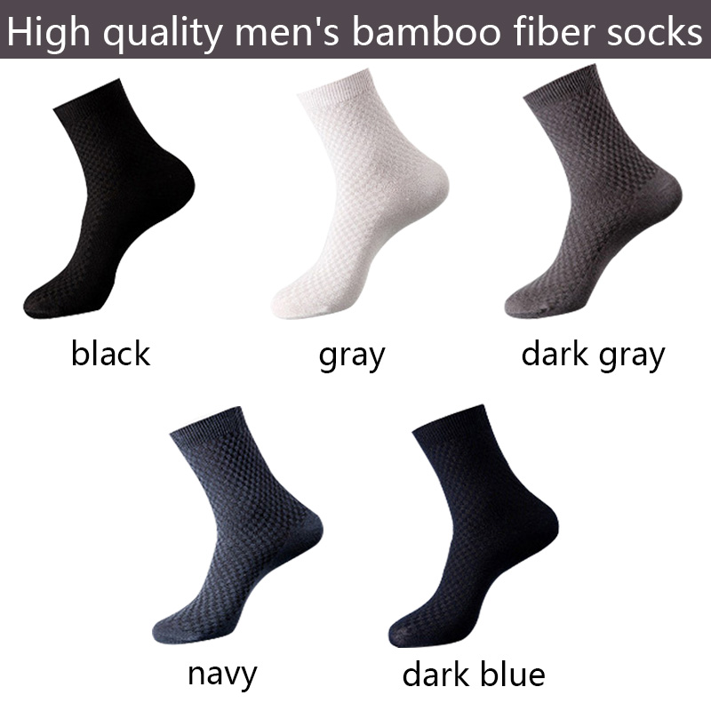 5 Pairs/Lot Men Bamboo Fiber Socks Men Compression Harajuku Long Socks Business Casual Mlale Large Size39-46