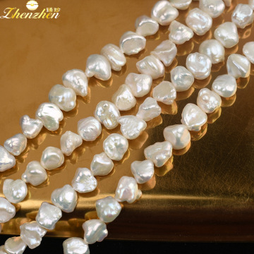 loose pearl beads white freshwater pearl renorm keshi flat baroque 8-10mm 14inch for DIY jewelry making FPPJ wholesale nature