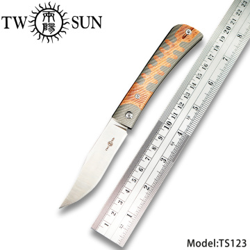 TWOSUN M390 Pocket Folding Knife camping knife hunting knife camping knife outdoor survival tool SLIP JOINT Titanium EDC TS123
