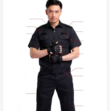 (1 set-shirt&pant)security guard combat uniform suits the hotel property a black jacket security summer wear work uniform sets