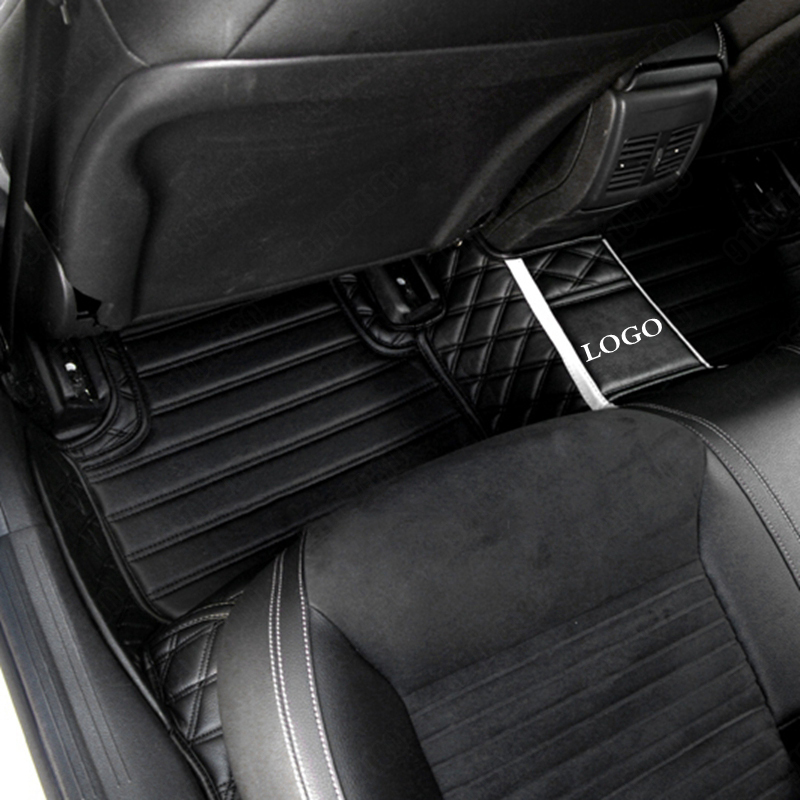 Car Floor Mats for Hyundai IX25 IX35 Santa Fe Kona Tucson Waterproof Leather SUV Automobile Carpet Cover Foot Pads Black White