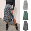 2020 Sexy Leopard Wrap Skirt Print Chiffon Split Skirt Casual Fashion Long Skirts for Women Spring Summer Clothes Zipper Elegant