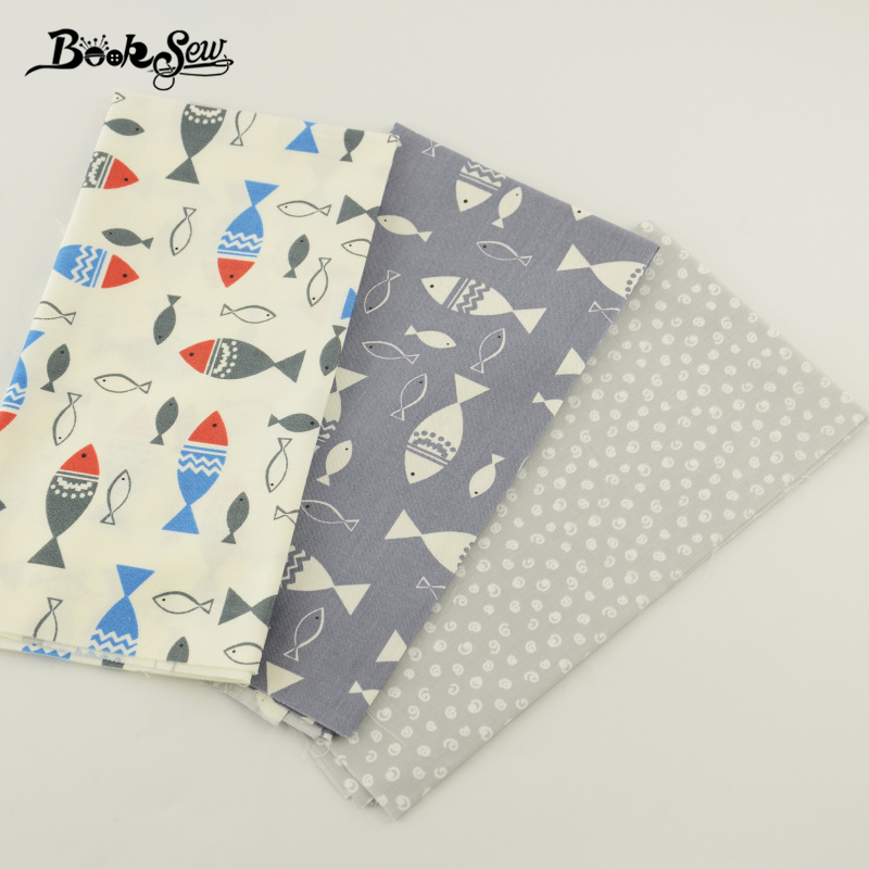 Booksew New Arrivals Cotton Fabric Twill 40cmx50cm 3piece Home Textile Fat Quarter Children Clothes Sewing Tissue Pillow