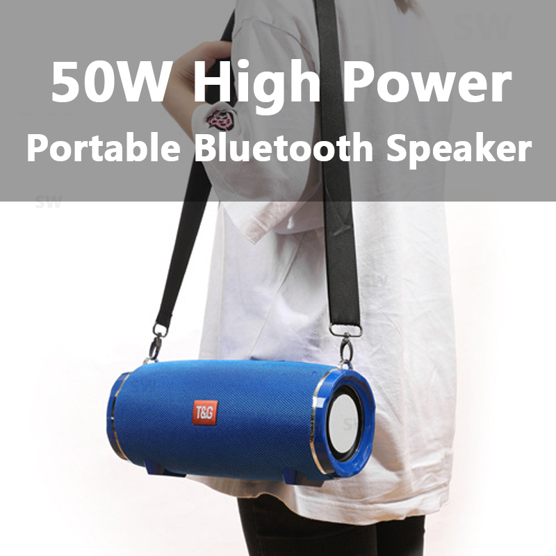 50W High Power Bluetooth Speaker TG187 Waterproof Portable Column For PC Computer Speakers Subwoofer Boom Box Music Center FM TF