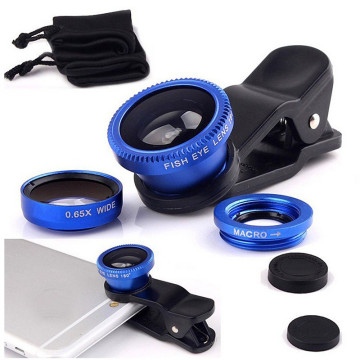 Universal Photography Camera Mobile Phone Accessories Wide Angle Macro Fisheye Lens Camera Kits for iPhone Samsung Smartphone